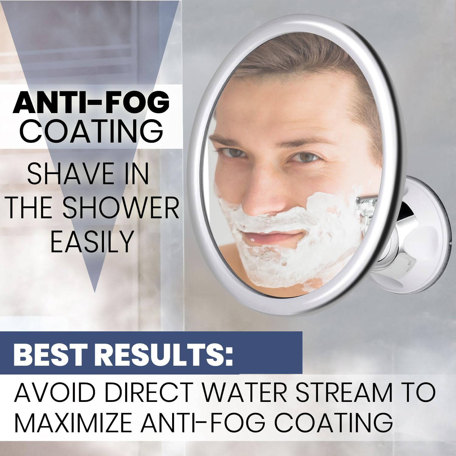 Shaving Mirror Suction - Specchio da Bagno Antiappannamento con Potente