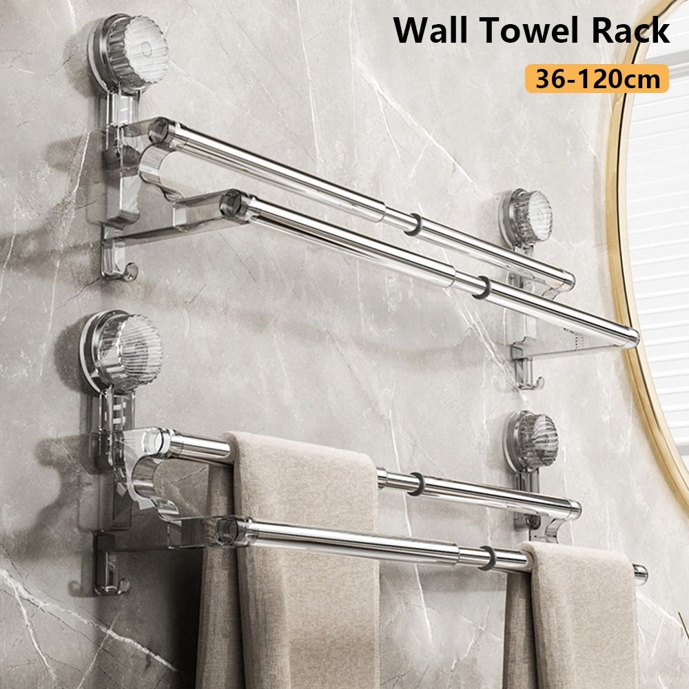 Towel Bar Stainless - Portasciugamani da Parete con Ventosa 36-120cm,
