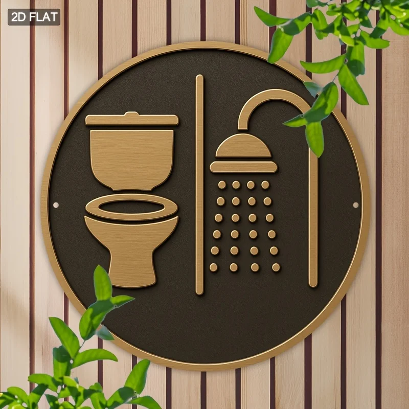 Home Toilet Bathroom Design - Design piatto 2D per cartelli da