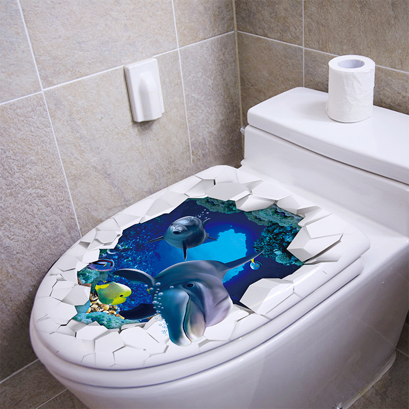 1 pz 3D sedile del water Wall  - Home Bathroom Wallpaper recensione e prezzo