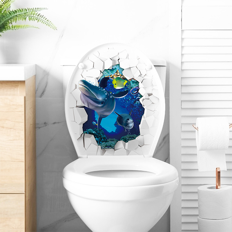 1 pz 3D sedile del water Wall  - Home Bathroom Wallpaper recensione e prezzo